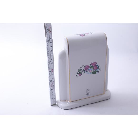 Paul Sebastian, White Mantel Clock, Porcelain, Floral, Shelf, Table Clock, 1996 - Picture 3 of 3